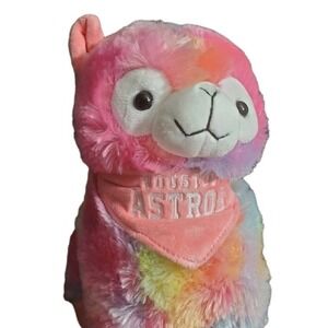 Houston Astros FOCO Rainbow Llama Plush 13" Pink Embroidered Bandana - NWT